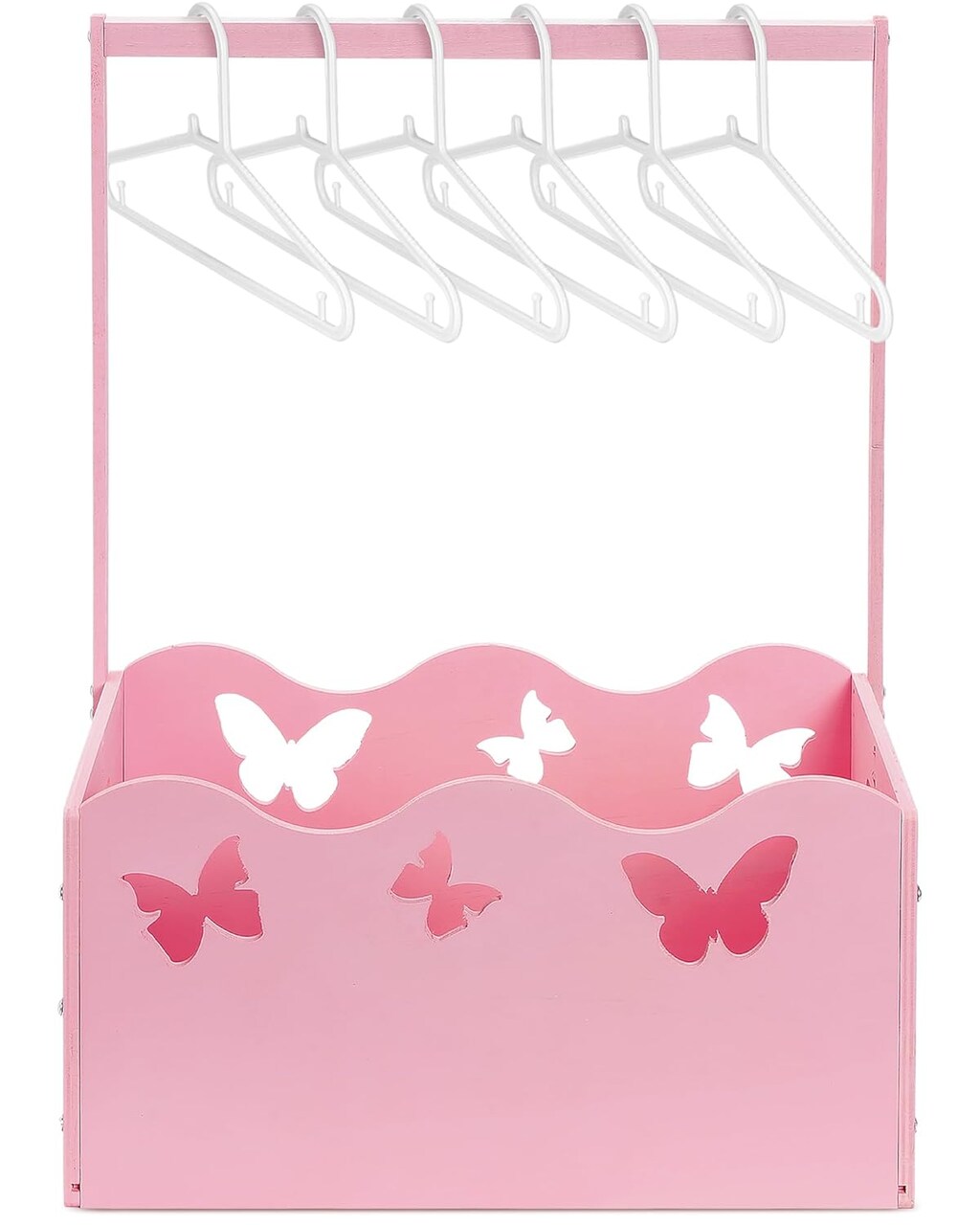 Wooden Storage Crate with Handle – Baby Shower Basket, Baby Registry Hamper, and Pregnancy Gift for New Parents (Pink, Butterfly Design)